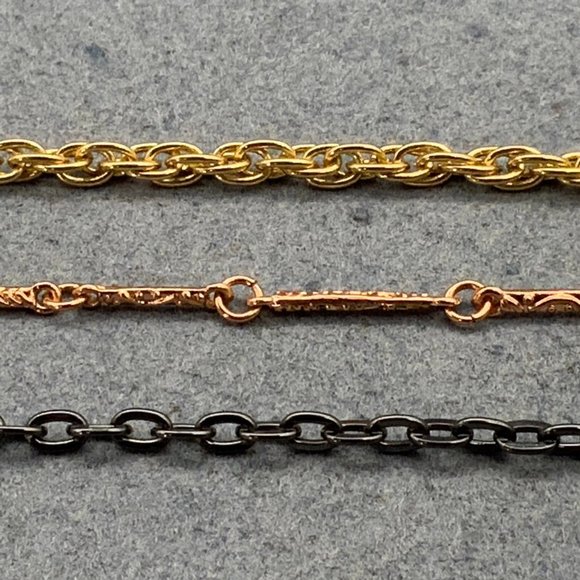 Tuleste Triple Chain Necklace Long Black Gunmetal Copper Gold - Picture 5 of 7